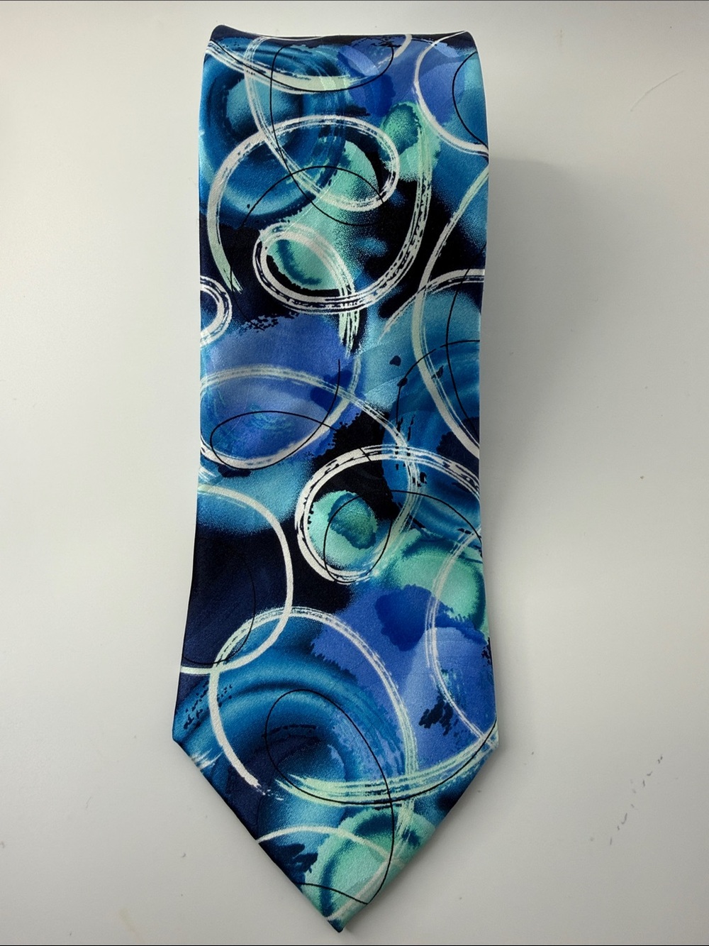 Garcia Snail Garden Collection Men's Blue Swirl Pattern Tie, 100% silk